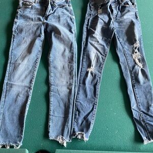Blue Straight Leg Distressed Jeans
